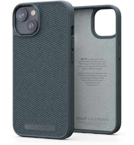 Njord Collections iPhone 14 Plus Hülle - Handyhülle aus recyceltem, strapazierfähigem Material - 2 Meter Fallschutz - Geeignet für Magsafe/kabelloses Laden - Grau von Njord Collections
