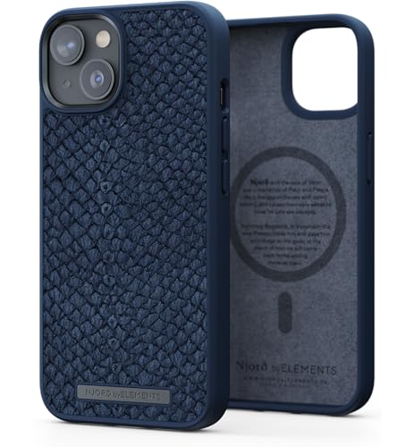 Njord Collections iPhone 14 Plus Tasche - Hochwertige lachsfarbene Ledertasche - Reycled/Strapazierfähiges Material - 2 Meter Fallschutz - Geeignet für Magsafe/Wireless Charging - Blau Njord Collections iPhone 14 Plus Tasche - Hochwertige lachsfarbene Ledertasche - Reycled/Strapazierfähiges Material - 2 Meter Fallschutz - Geeignet für Magsafe/Wireless Charging - Blau von Njord Collections