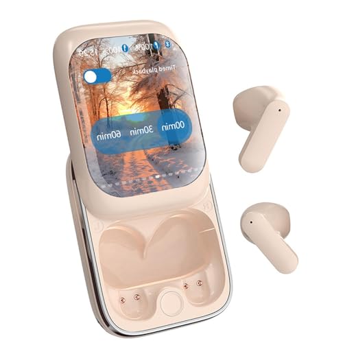 Nkmujil Kabellose Ohrhörer mit Bildschirm, Smart-Ohrhörer, HD-Audio- -Ohrhörer mit Display-Schieber, kabellose Kopfhörer, Touchscreen-Ohrhörer, schnurlose Ohrhörer, Geräuschunterdrückung von Nkmujil