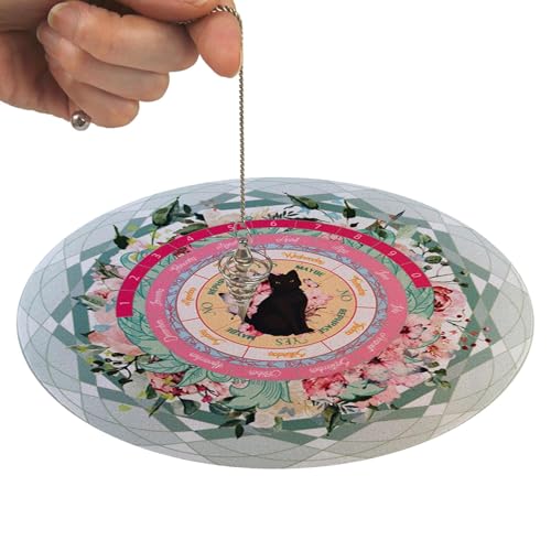 Nkmujil Pendelmatte mit niedlicher Katze, Dowsing Wahrsagungspad, robuste Pendelmatte, 21,5 cm, für Heimdekoration, Inneneinrichtung von Nkmujil