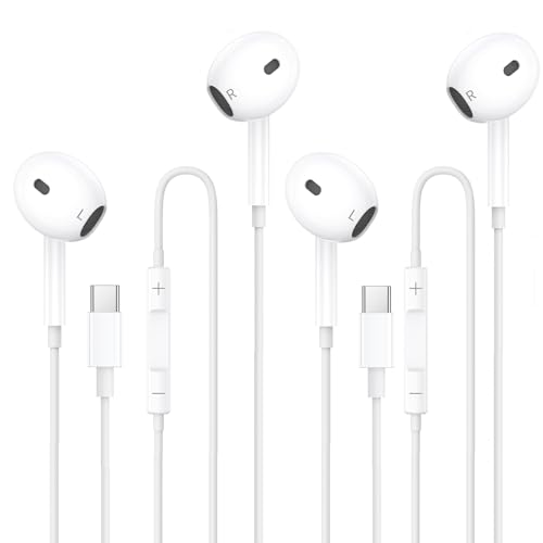2Pack USB C Kopfhörer für iPhone 15 16 Plus Pro Max, In-Ear Earpods mit Kabel Typ C, HiFi-Stereo-Ohrhörer Kompatibel mit Mikrofon für Samsung Galaxy S23 S22 S21 S20+ Ultra/iPad Pro/Mini 6th Gen/Huawei 2Pack USB C Kopfhörer für iPhone 15 16 Plus Pro Max, In-Ear Earpods mit Kabel Typ C, HiFi-Stereo-Ohrhörer Kompatibel mit Mikrofon für Samsung Galaxy S23 S22 S21 S20+ Ultra/iPad Pro/Mini 6th Gen/Huawei von NkwwTe