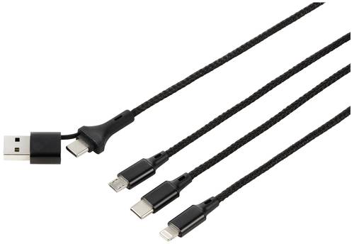 USB-Ladekabel USB 2.0 USB-A Stecker, USB-C® Stecker, USB-Micro-B Stecker, Apple Lightning Stecker, von No Name