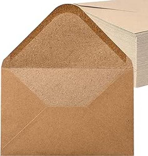 Kraftpapier Umschläge 200 Stück 130 g/m² Briefumschläge Kuvert Briefkuvert Briefhülle für Grußkarten Einladung Geburtstagskarten Nassklebung Spitzklappe Umschläge (DIN C6 | 11,4 x 16,2 cm) von Noa Home Deco
