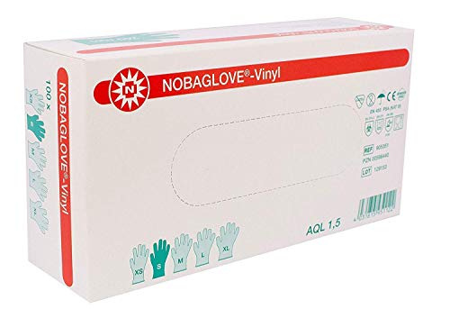 100 Stück Einmalhandschuhe NOBAGLOVE Vinyl Puderfrei Größe: small ( klein ) von Noba Verbandmittel