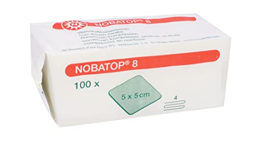 Vliesstoffkompresse 4 - lagig 100 Stück Nobatop 8 unsteril Größe: 5 cm x 5 cm von Nobamed