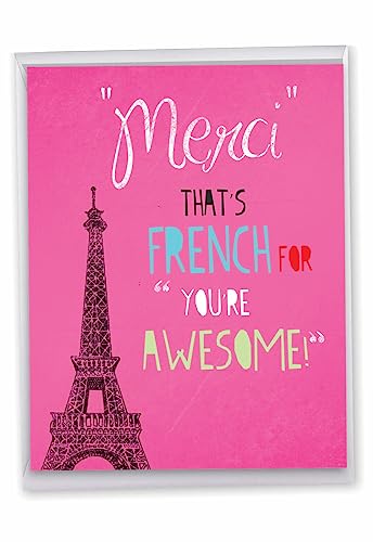 J2567TYG Jumbo Lustige Dankeskarte "Merci that's French for You're Awesome" mit Umschlag (extra große Version: 21,6 x 27,9 cm) von NobleWorks