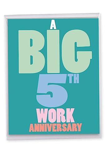 NobleWorks - 5. Arbeitstag Jumbo Karte (21,6 x 27,9 cm) - Job Meilenstein eines 5-jährigen Mitarbeiters, Gruppennotizkarte mit Umschlag - Jahre at Work 5 J9137MAG-WA von NobleWorks