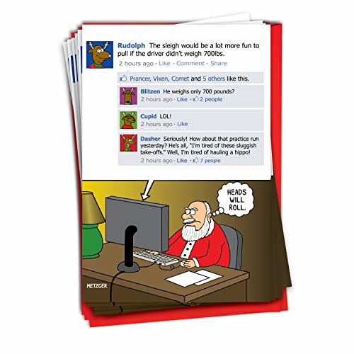 NobleWorks Box mit 12 lustigen Weihnachtsgrußkarten mit Umschlägen, humorvolle Urlaubsbox für Männer und Frauen (1 Design, 12 Karten) - Heads Will Roll B1532 von NobleWorks