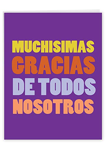 NobleWorks - Große Dankeskarte in spanischer Gruppe (21,6 x 27,9 cm) Dankbarkeit, Wertschätzungsgeschenk – Big Muchas Gracias J3242TYG-US-SL von NobleWorks