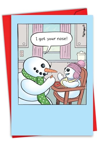 NobleWorks Lustige Weihnachts-Grußkarte mit 12,7 x 17,8 cm Umschlag (1 Karte) Got Your Nose C10730XTG von NobleWorks