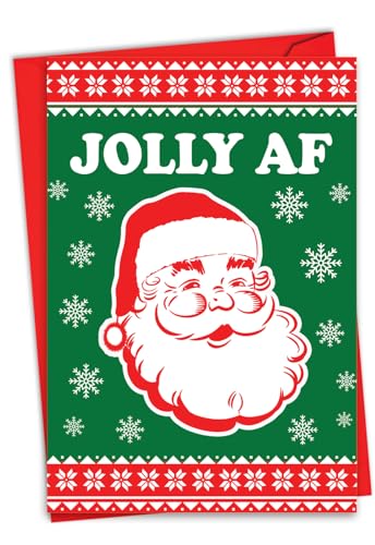 NobleWorks Lustige Weihnachtsgrußkarte mit 12,7 x 17,8 cm Umschlag (1 Karte) Merry Christmas Holiday Jolly AF C10752XSG von NobleWorks