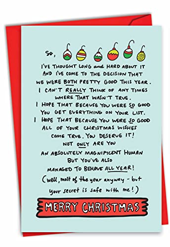 NobleWorks - Lustige Weihnachtskarte mit Umschlag – Brief an den Weihnachtsmann, Carol Humor, Xmas Holiday Grußkarte – sowohl Pretty Good C7078XSG von NobleWorks