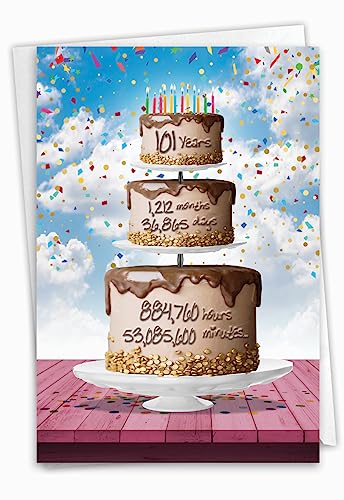 NobleWorks - Milestone Geburtstagskarte mit Umschlag (11,7 x 17,5 cm) – 101 Jahre Zeit C2774MBG von NobleWorks