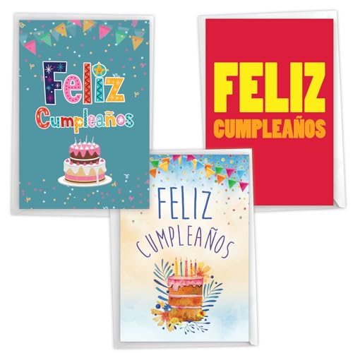 NobleWorks Sortiment 3 Stück Spanische Geburtstagskarten mit Umschlägen (3 Motive, je 1 Stück) Fiesta Time VC10236BDG-C1x3-SL von NobleWorks