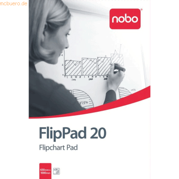 10 x Nobo Flipchartblock Blanko 671x965mm 20 Blatt weiß von Nobo