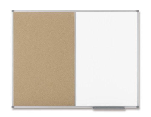 Nobo 538367 Classic Kombitafel mit Aluminiumrahmen (Kork/magnethaftendes Whiteboard, 60 x 90 cm) weiß/braun von Nobo