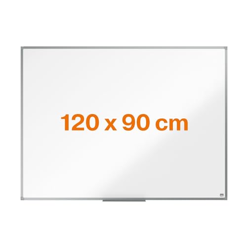 Nobo Basic Whiteboard, 120 x 90 cm, magnetisch, trocken abwischbar, Magnettafel mit Aluminiumrahmen, Eckmontage im Quer- oder Hochformat, inkl. Stiftablage – Amazon Exklusiv von Nobo