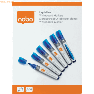 Nobo Boardmarker Liquid Ink Rundspitze VE=10 Stück blau von Nobo