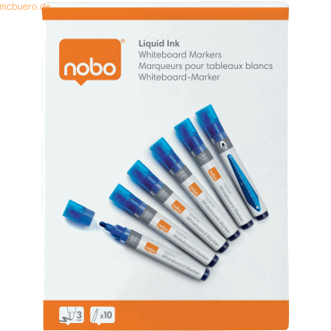 Nobo Boardmarker Liquid Ink Rundspitze VE=10 Stück blau Nobo Boardmarker Liquid Ink Rundspitze VE=10 Stück blau von Nobo