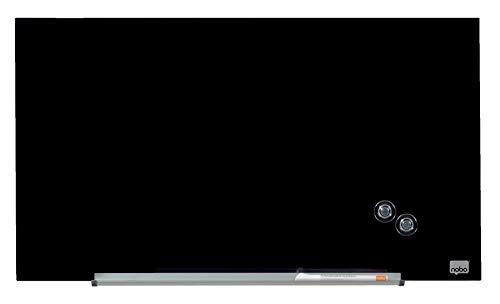 Nobo Glas Magnet-Whiteboard mit herausnehmbarem Stiftehalter, 680 x 380 mm, InvisaMount Befestigungssystem, Impression Pro, Schwarz, 1905179 von Nobo