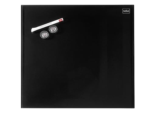 Nobo Glas-Whiteboard Kleine Magnetische Wandtafel, Trocken Abwischbare Glas-Oberfläche, Rahmenlos, Unsichtbare Wandmontage, 300 x 300 mm, Inkl. Markerstift und Magneten, Schwarz, 1903950 von Nobo