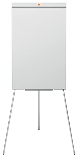 Nobo Impression Pro Magnetische Flipchart/Whiteboard aus Stahl, Dreibeinstativ mit höhenverstellbarer Tafel, mit Stifthalterung und Aufhängung für Flipchart-Blöcke, weiß, 1902045 von Nobo