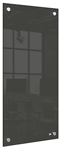 Nobo Kleine Glas-Whiteboard Tafel, Trocken Abwischbare Glas-Oberfläche, Rahmenlos, Eck-Wandmontage, Zuhause/Büro, 300 x 600 mm, Inklusive Markerstift, Schwarz, 1915609 von Nobo