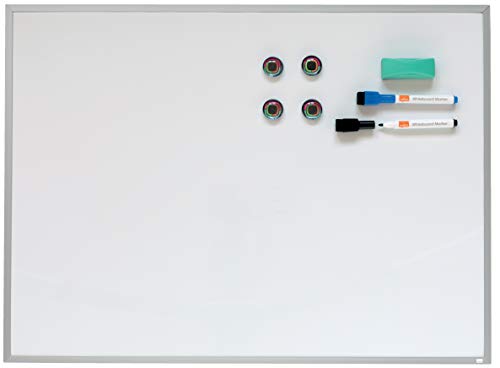 Nobo Kleines Magnetisches Whiteboard, Trocken Abwischbar, Leicht zu Reinigen, Wandmontage, Integrierte Stifthalterung, Zuhause/Büro, 585 x 430 mm, Zweifarbig Sortiert, 1903772 von Nobo