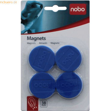 Nobo Magnet rund 38mm VE=4 Stück blau von Nobo