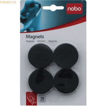 Nobo Magnet rund 38mm VE=4 Stück schwarz von Nobo