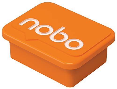 Nobo Magnete aus Kunststoff für magnetische Whiteboards, 4 Stück, Dry Wipe, 18 x 22 mm, Orange, 1905327 von Nobo