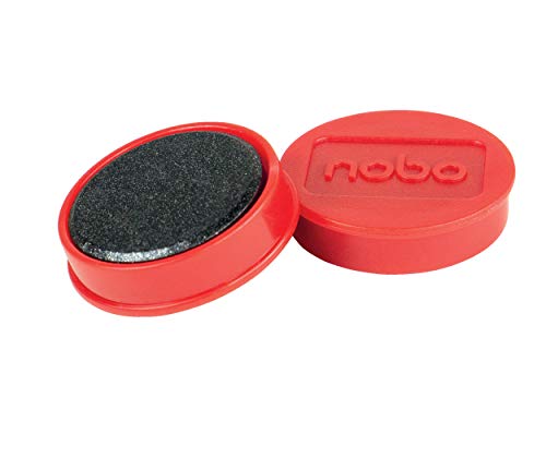 Nobo Magnete für magnetisches Whiteboards, 10 Stück, 32 mm, Rot, 1915300 von Nobo