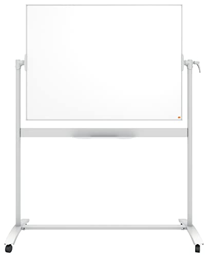 Nobo Mobiles Whiteboard aus Emaille, trocken abwischbar, magnetisch, mit horizontalem Drehpunkt (von oben nach unten schwenkbar), auf Rollen, mit Stifthalter, Magneten und Marker, weiß, 1901033 von Nobo