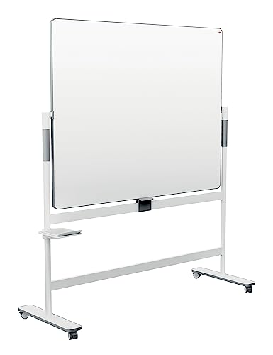 Nobo Move & Meet Doppelseitig drehbares Whiteboard, 1500 x 1200 mm, Pinnwand-Magnettafel mit Ständer & Trocken abwischbarer Oberfläche, 360° Horizontalem Schwenkpunkt & Zentralverriegelung, 1915645 von Nobo