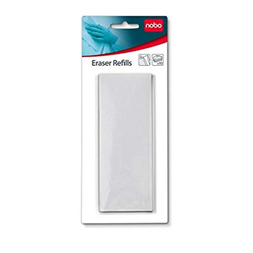 Nobo Nachfüll-Pads für Whiteboard-Tafelwischer, 10 Stück, Ideal für Dry Wipe Oberflächen, 1901434 von Nobo