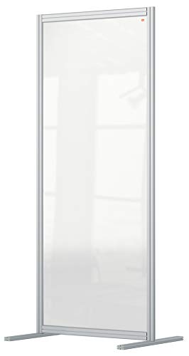 Nobo Premium Plus Stellwand aus Acryl, 1,8m hoch, Modularer Spuck-, Nies- und Hustschutz, Hygienewand, 800x1800mm, durchsichtig, 1915516, W 0.8 x H 1.8m von Nobo