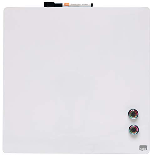 Nobo Quadratisches Magnetisches Mini-Whiteboard, Rahmenlos, Trocken Abwischbar, Leicht zu Reinigen, Wandmontage, Zuhause/Büro, 360 x 360 mm, Weiß, 1903802 von Nobo