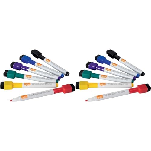 Nobo Rexel wiederbeschreibbare, trocken abwischbare Mini-Marker – farblich sortiert, 6er-Pack (Packung mit 2) von Nobo