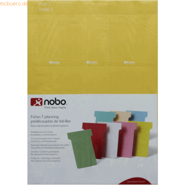 Nobo T-Karte Gr. 2 bedruckbar 20 Bögen mit 9 Karten = 180 Karten gelb von Nobo