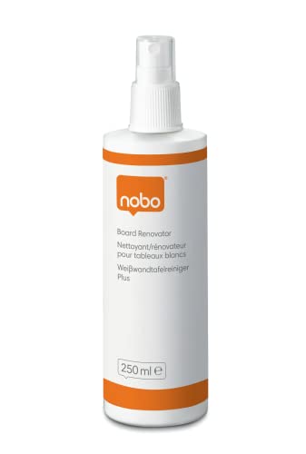 Nobo Whiteboard-Reinigungsspray, 250 ml, Tafelreiniger für magnethaftende und trocken abwischbare Whiteboards, für den monatlichen Gebrauch (1901436) von Nobo