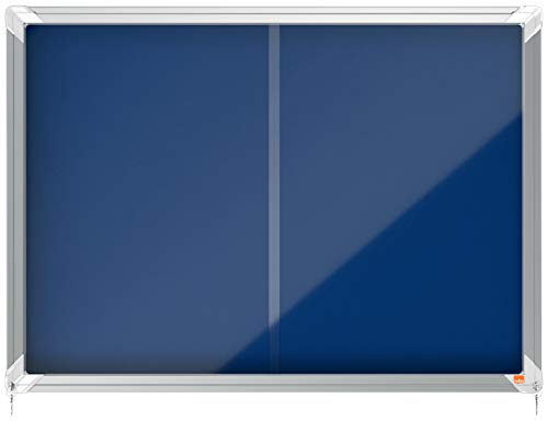 Nobo abschließbarer Schaukasten mit Filz-Notiztafel, Praktische Schiebetüren, 8 x A4, Premium Plus, Blau, 1902565 von Nobo