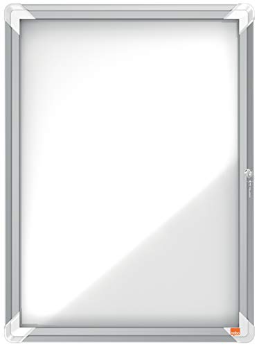 Nobo abschließbarer Schaukasten mit magnetischer Notiztafel, 4 x A4, Premium Plus, Weiß, 1902557 von Nobo