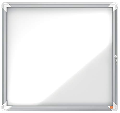 Nobo abschließbarer Schaukasten mit magnetischer Notiztafel, 6 x A4, Premium Plus, Weiß, 1902558 von Nobo