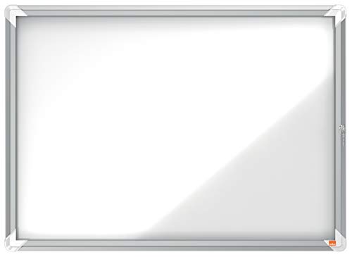 Nobo abschließbarer Schaukasten mit magnetischer Notiztafel, 8 x A4, Premium Plus, Weiß, 1902559 von Nobo
