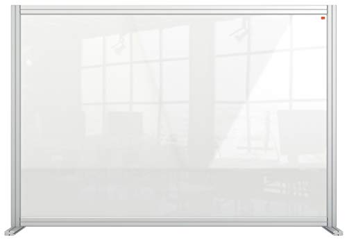 Nobo durchsichtige Schreibtisch-Trennwand aus Acryl, Freistehende Schutztrennwand, Hygieneschutz, Premium Plus, 1400x1000 mm, 1915490 von Nobo
