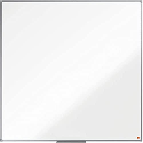 Nobo magnetisches Whiteboard aus Stahl, 120 x 120 cm, Aluminiumrahmen, Traditionelle Eckmontage, Inkl. Stiftablage, Weiß, Essence-Serie, 1915449 von Nobo