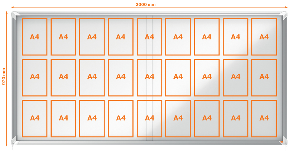 nobo Schaukasten Premium Plus, Metall-Rückwand, 27 x DIN A4 von Nobo