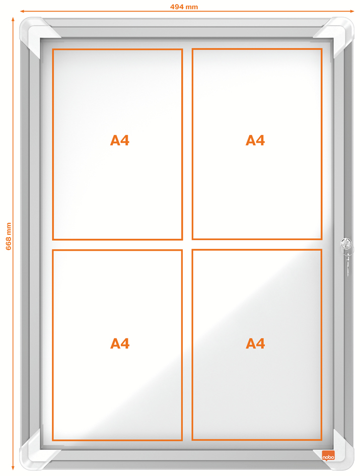 nobo Schaukasten Premium Plus, Metall-Rückwand, 4 x DIN A4 von Nobo