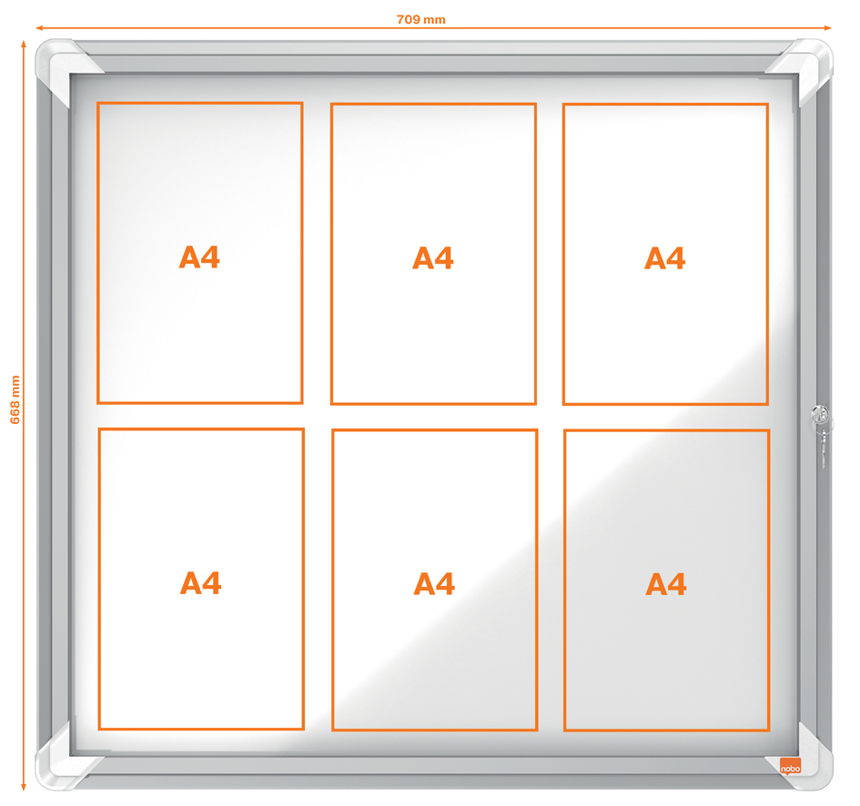 nobo Schaukasten Premium Plus, Metall-Rückwand, 6 x DIN A4 von Nobo