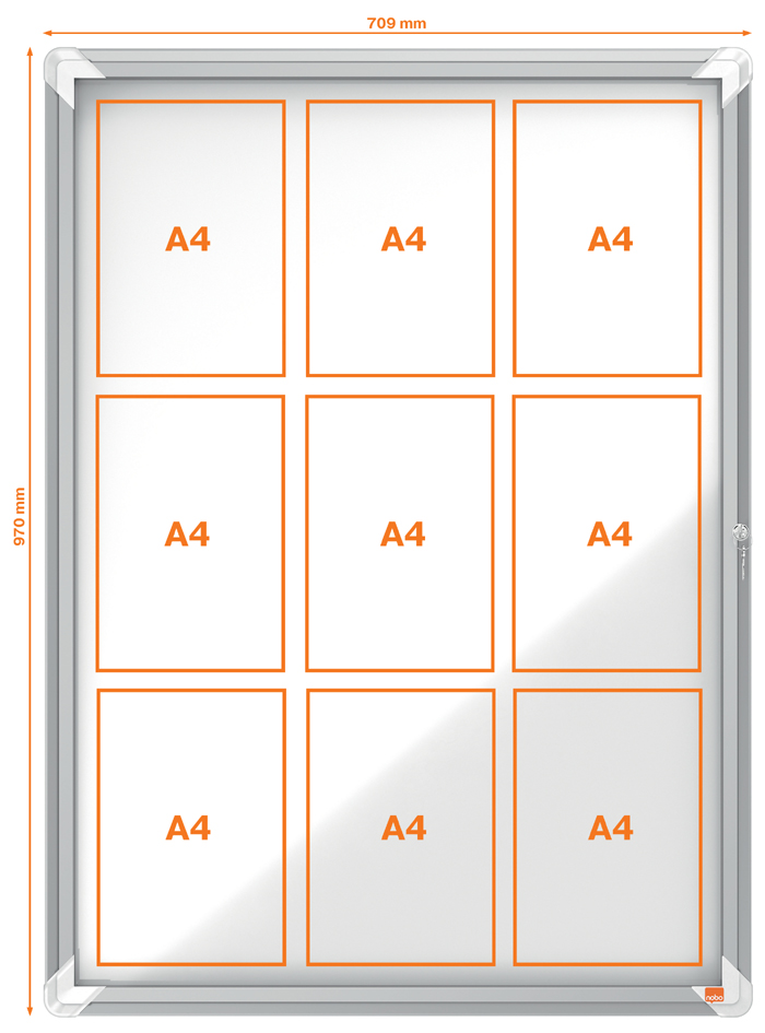 nobo Schaukasten Premium Plus, Metall-Rückwand, 9 x DIN A4 von Nobo